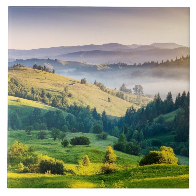 Rolling Hills Scenic Nature Photo Tile (Front)