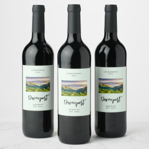 Rolling Hills Scenic Nature Photo - Wine Making Label