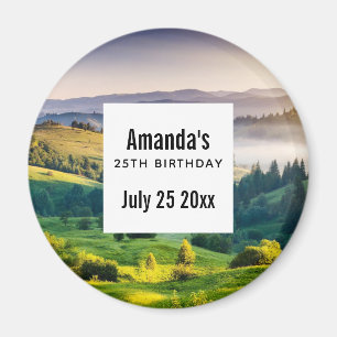 Rolling Hills Scenic Photo Birthday Party Date Magnet