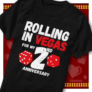Rolling In Vegas 2nd Anniversary Funny Couple T-Shirt