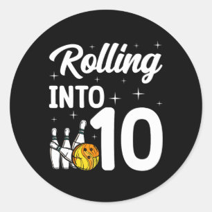 Rolling Into 10 Bowling 10th Birthday  Classic Round Sticker