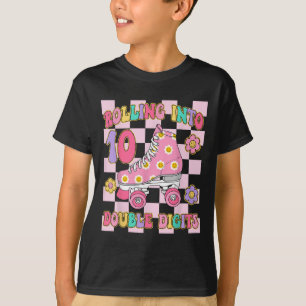 Rolling Into 10 Double Digits 10th Birthday Roller T-Shirt