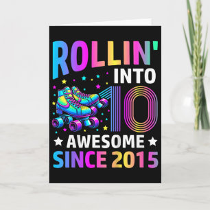 Rolling Into 10 Years Old Skates 10th Birthday Gif Card