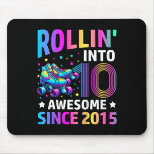 Rolling Into 10 Years Old Skates 10th Birthday Gif Mouse Mat