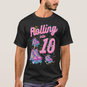 Rolling Into 10th Birthday Roller Skate 10 Years O T-Shirt