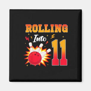Rolling Into 11 Bowling Birthday Party 11 Year Old Magnet