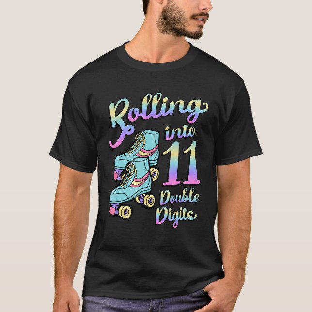 Rolling Into 11 Double Digits Roller Skaters 11th  T-Shirt (Front)