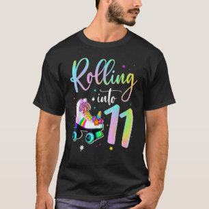 Rolling Into 11 Years Old Birthday Cute Skating Gi T-Shirt