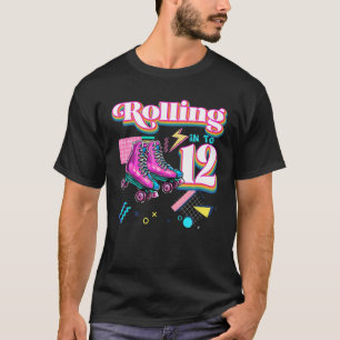 Rolling Into 12 Roller Skate 12Th Birthday Girl Gi T-Shirt