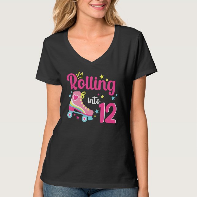Rolling Into 12 Years I'm Turning 12 Roller Skate  T-Shirt (Front)