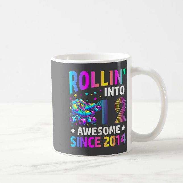 Rolling Into 12 Years Old Skates 12th Birthday Gir Coffee Mug (Right)
