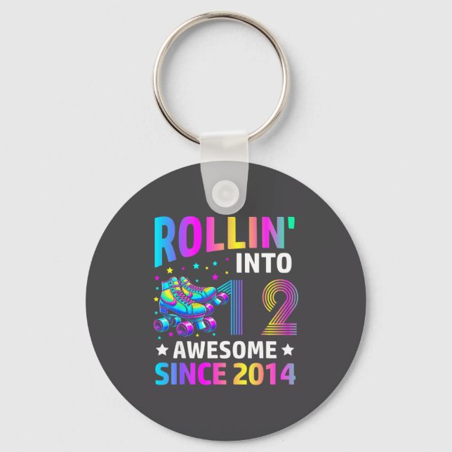 Rolling Into 12 Years Old Skates 12th Birthday Gir Key Ring (Front)