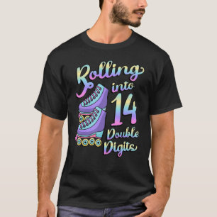 Rolling Into 14 Double Digits Roller Skates 14th B T-Shirt