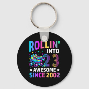 Rolling Into 23 Years Old Skates 23rd Birthday Gif Key Ring