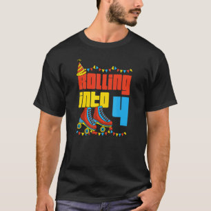 Rolling Into 4 Roller Skate 4th Birthday Party Sup T-Shirt