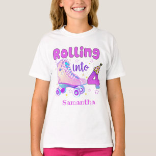 Rolling Into 4  Roller Skater Birthday Celebration T-Shirt