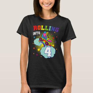Rolling Into 4 Roller Skates Birthday Skating Bday T-Shirt