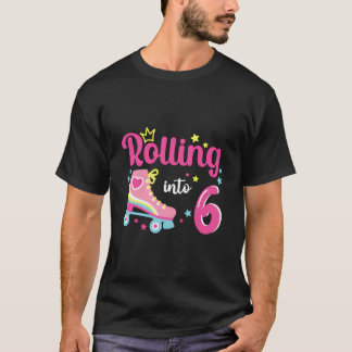 Rolling Into 6 Years I'M Turning 6 Roller Skate Bi T-Shirt