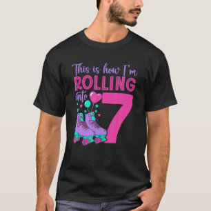Rolling into 7 Girls 7th Birthday Roller Skates T T-Shirt