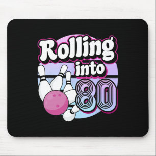 Rolling Into 80 Bowling 80th Birthday  Mouse Mat