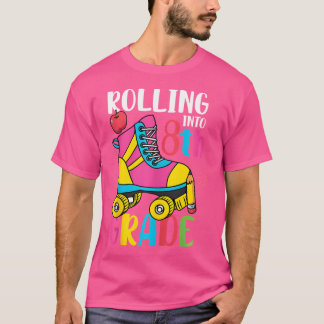 Rolling Into 8Th Grade Back To School Roller Skati T-Shirt