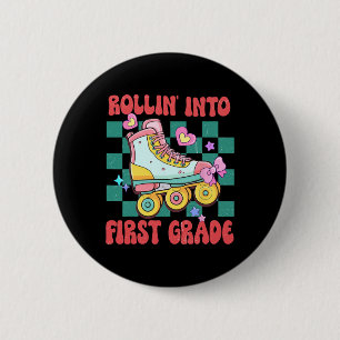 Rolling Into First Grade Roller Skate Byck To Scho 6 Cm Round Badge