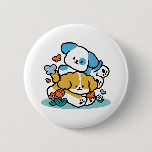 Rolling Into May Like Happy Pups – Cute Spring Dog 6 Cm Round Badge