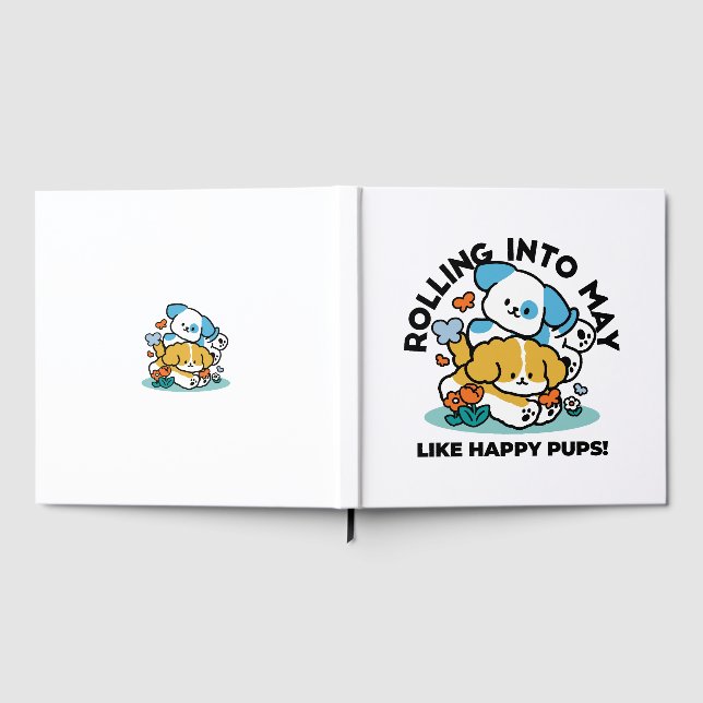 Rolling Into May Like Happy Pups – Cute Spring Dog Guest Book (Full)