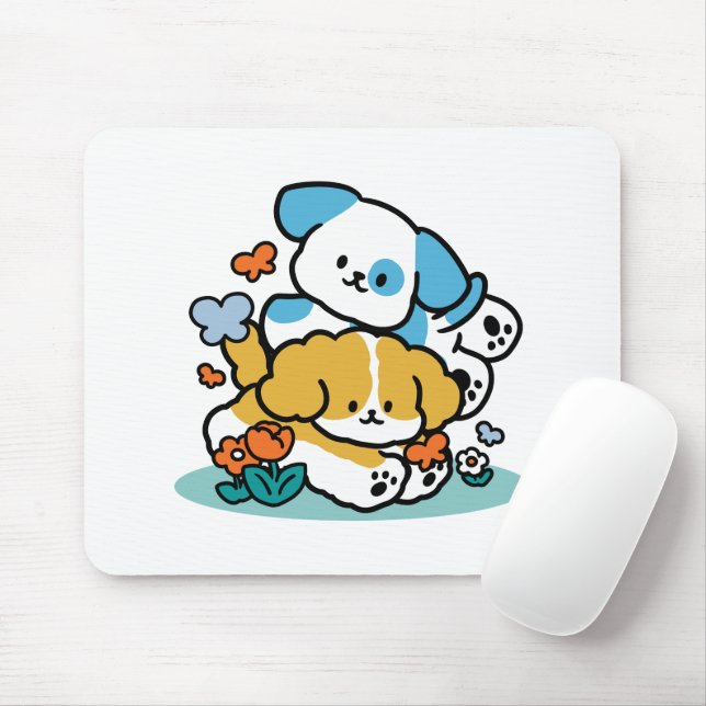 Rolling Into May Like Happy Pups – Cute Spring Dog Mouse Mat (With Mouse)