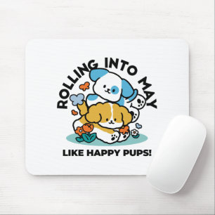 Rolling Into May Like Happy Pups – Cute Spring Dog Mouse Mat