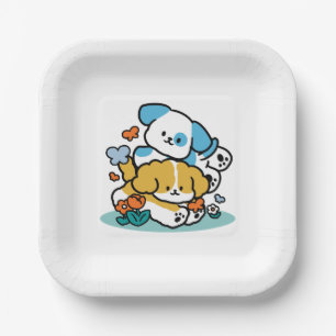 Rolling Into May Like Happy Pups – Cute Spring Dog Paper Plate
