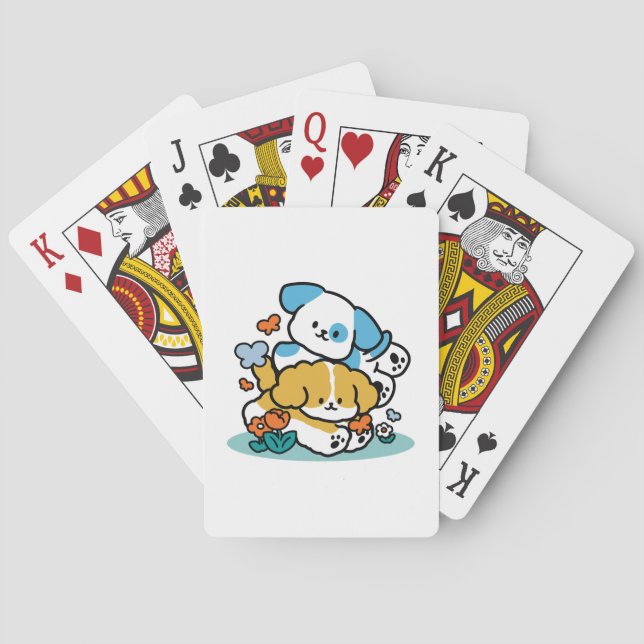 Rolling Into May Like Happy Pups – Cute Spring Dog Playing Cards (Back)