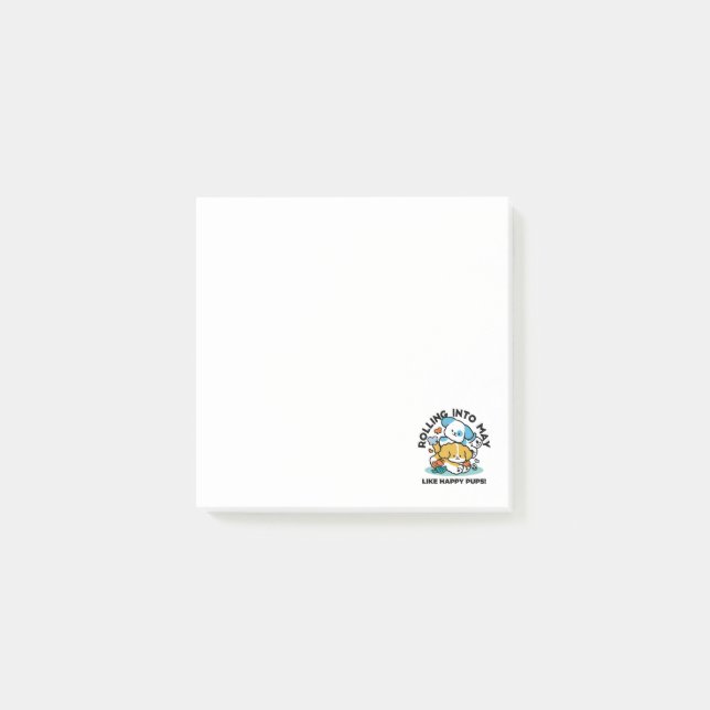 Rolling Into May Like Happy Pups – Cute Spring Dog Post-it Notes (Front)