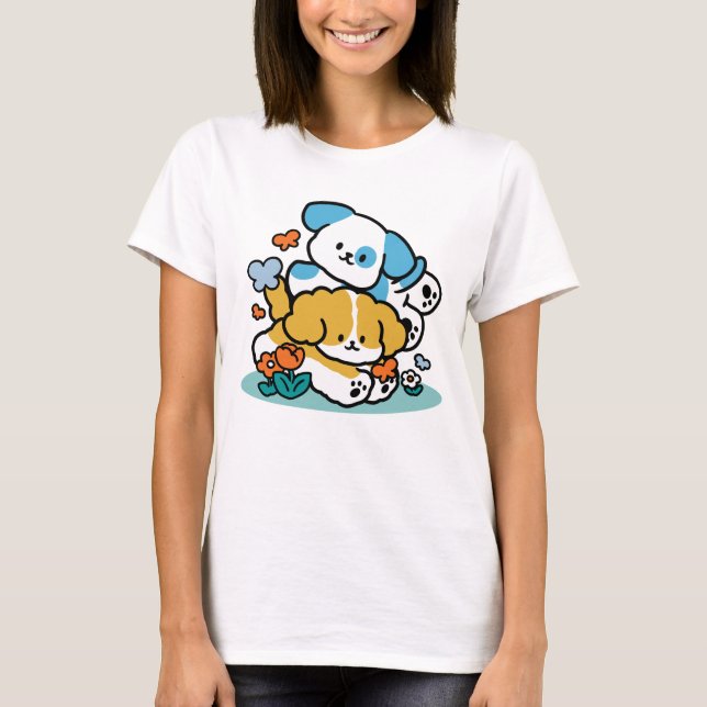 Rolling Into May Like Happy Pups – Cute Spring Dog T-Shirt (Front)