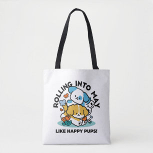 Rolling Into May Like Happy Pups – Cute Spring Dog Tote Bag