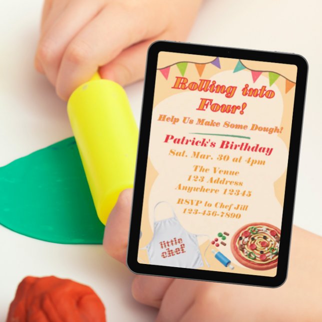 Rolling into, Pizza Playdoh Birthday Invitation (Creator Uploaded)