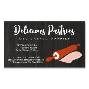 Rolling Pin and Dough   Bakery Magnetic Business Card