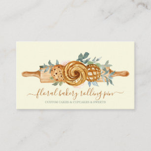 Rolling Pin Bakery Cakes Sweets Cookie beige Business Card