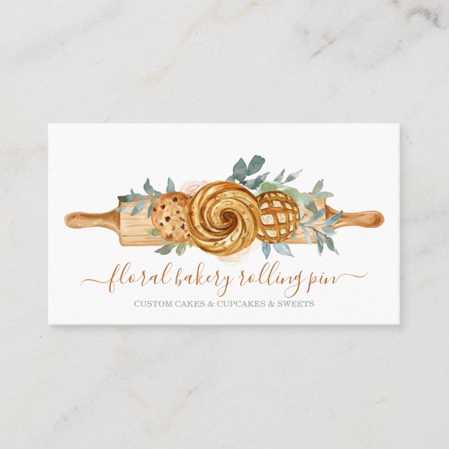 Rolling Pin Bakery Cakes Sweets Cookies Business Card (Front)