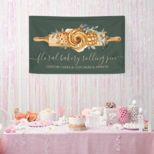 Rolling Pin Bakery Cookies Bread sage green gold Banner