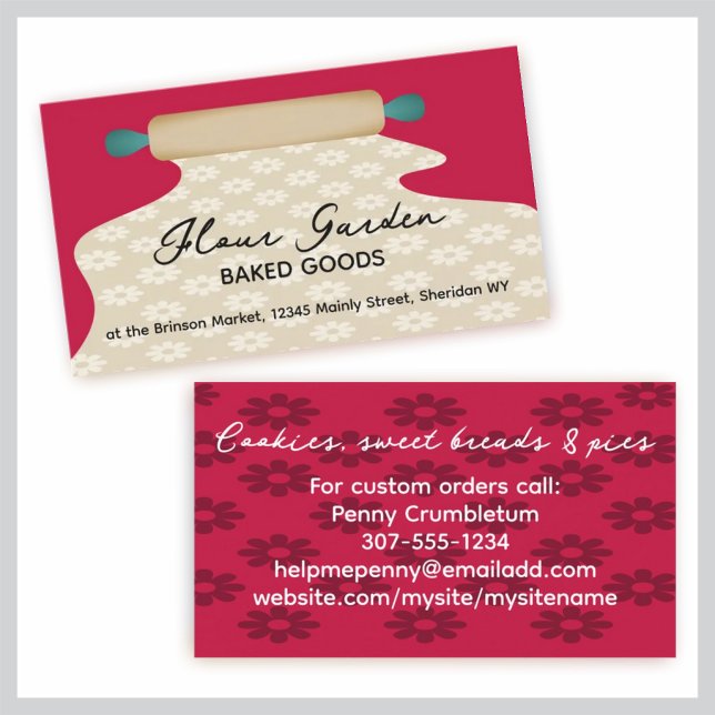 Rolling pin dough baker baking bakery pastry chef business card (Creator Uploaded)