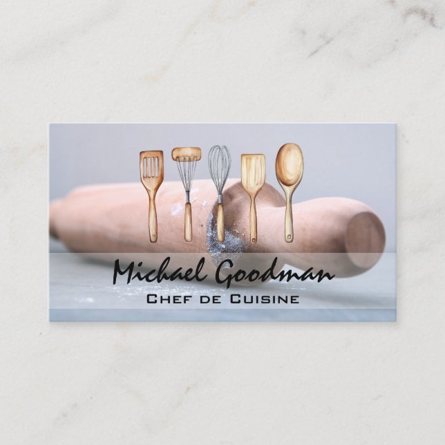 Rolling Pin | Flour | Kitchen Tools Business Card (Front)
