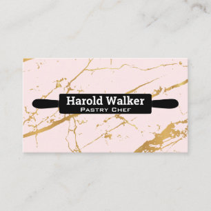 Rolling Pin   Gold Pink Marble Background Business Card