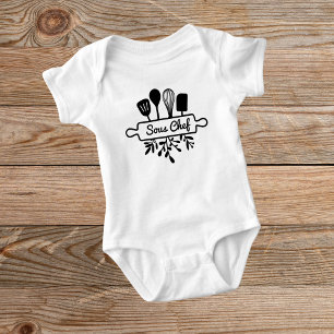 Rolling Pin Kitchen Utensils Sous Chef Mum and Kid Baby Bodysuit