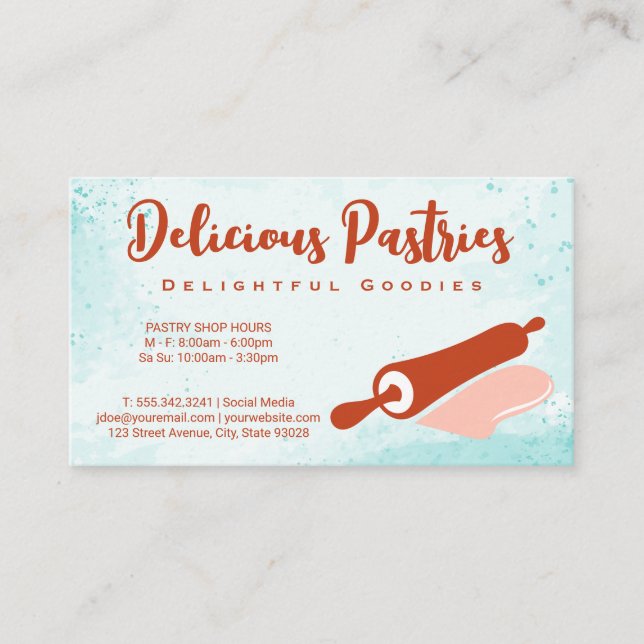 Rolling Pin Logo | Pastry Business Card (Front)