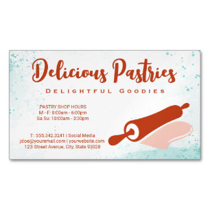 Rolling Pin Logo   Pastry Magnetic Business Card