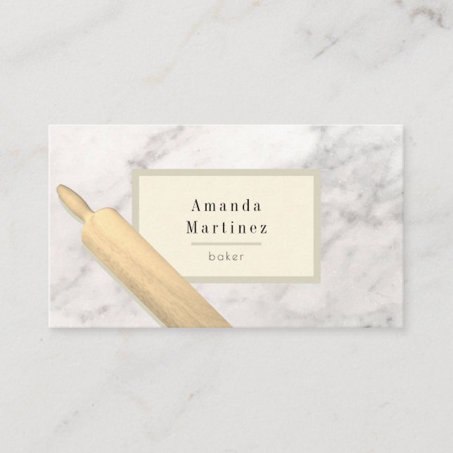 Rolling Pin Marble Board Baker Business Card (Front)