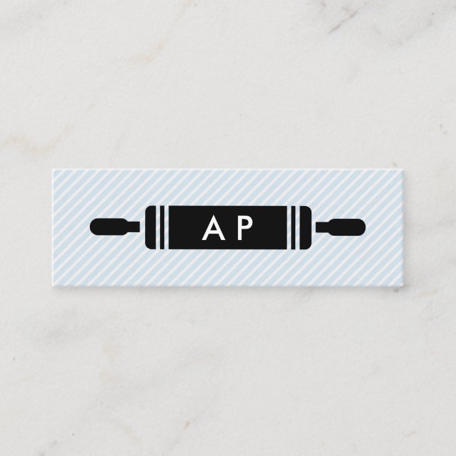 Rolling Pin Monogram with Stripes Mini Business Card (Front)