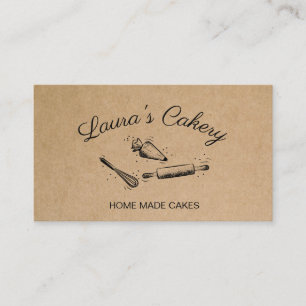 rolling pin & whisk cupcake Bakery Craft Paper Bus Business Card