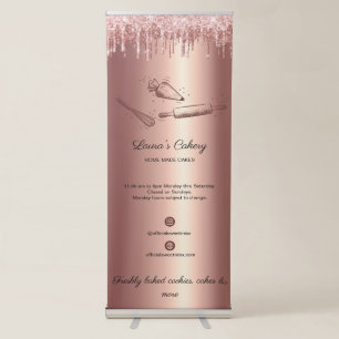 rolling pin & whisk cupcake Bakery Dripping Gold B Retractable Banner
